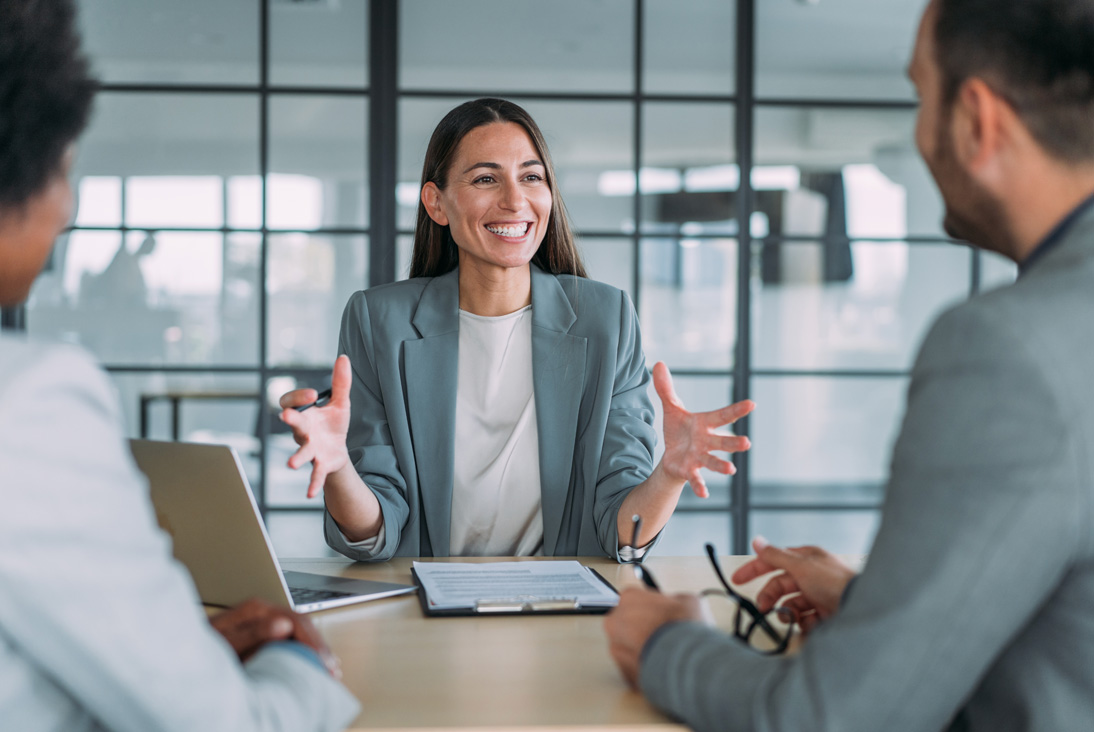 Happy employees with agent